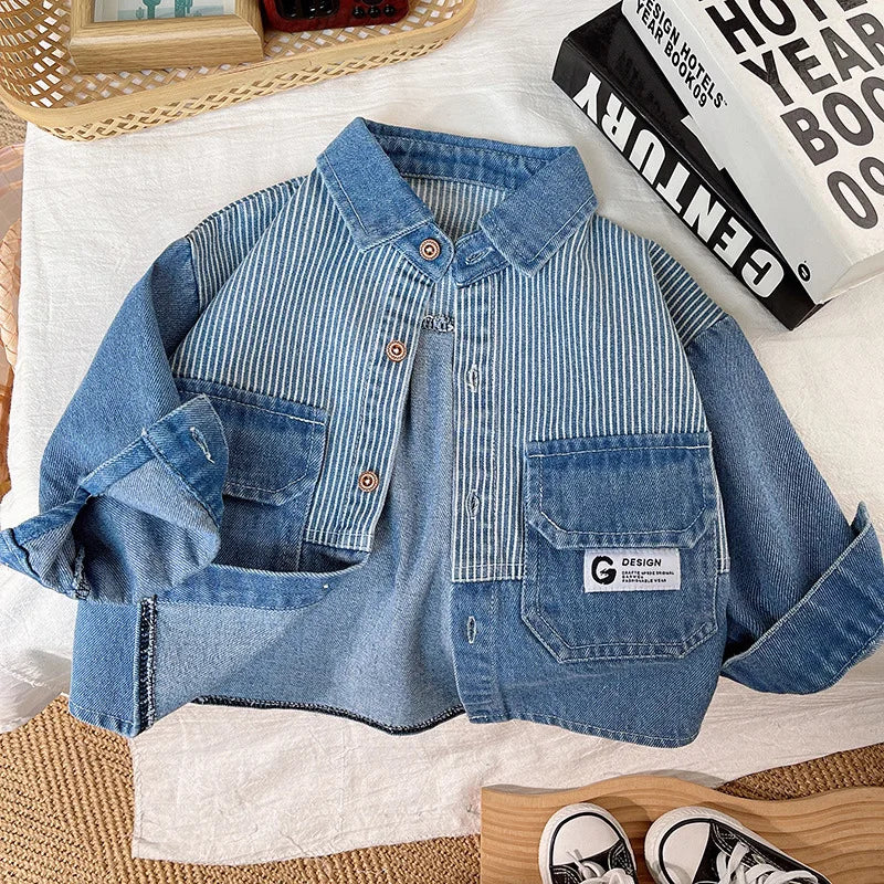 Boys' Denim Jacket | Fashionable Striped Jean Outerwear for Kids & Toddlers (9M-5Years)
