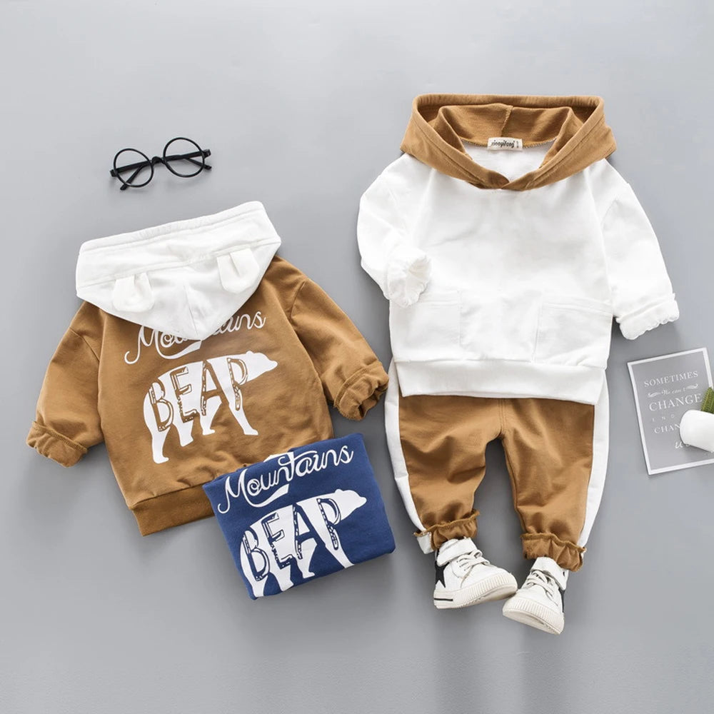 Baby Boy Outfit | Long Sleeve Hoodie Sweatshirt + Pants (9Months-4 Years)