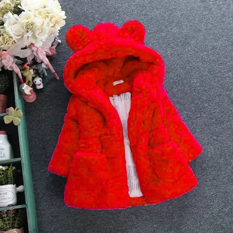 Warm Winter Coats for Baby Girls: Thick Faux Fur Hooded Jacket for (12M-7Years)