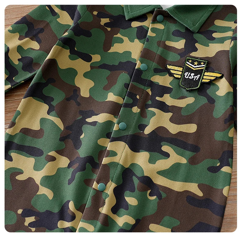 Newborn Baby boy Boston Camouflage Long Sleeve Jumpsuit