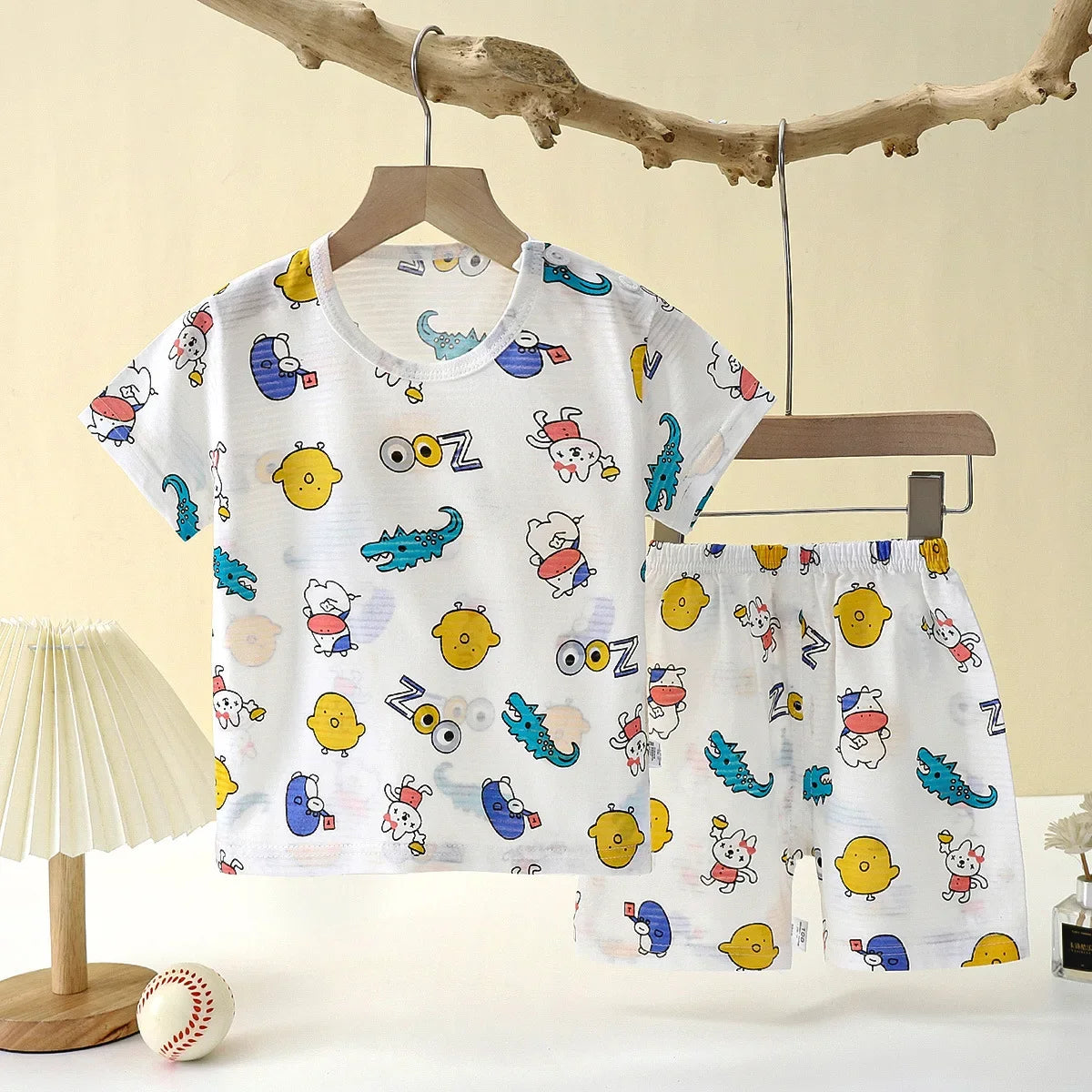 Summer Kid's Clothing Set – Short Sleeve T-Shirt and Shorts Home Sleepwear for Boys and Girls (9M-8Years).