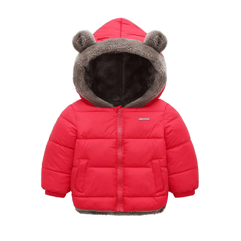 Baby Boys' and Girls' Hooded Cotton Jackets: Thick Fleece and Cashmere-Padded Winter Coats(2-5 Years).