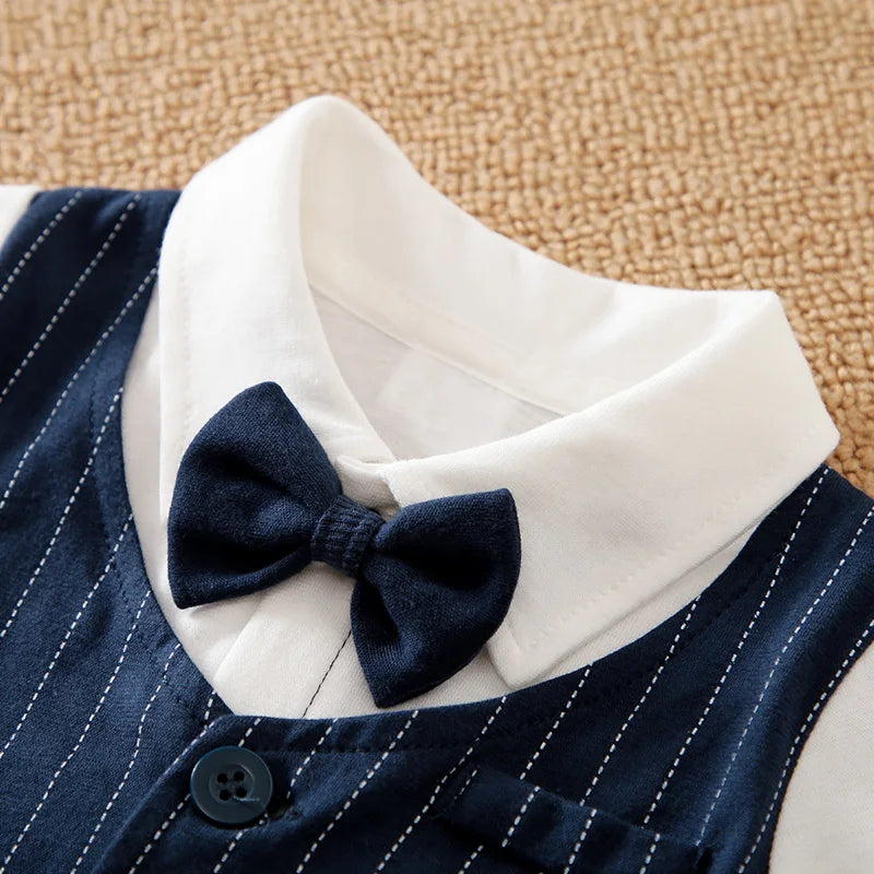 Newborn Baby Gentleman Party Outfit | Soft Cotton Short Sleeve Bodysuit for Boys (0-18 Months)