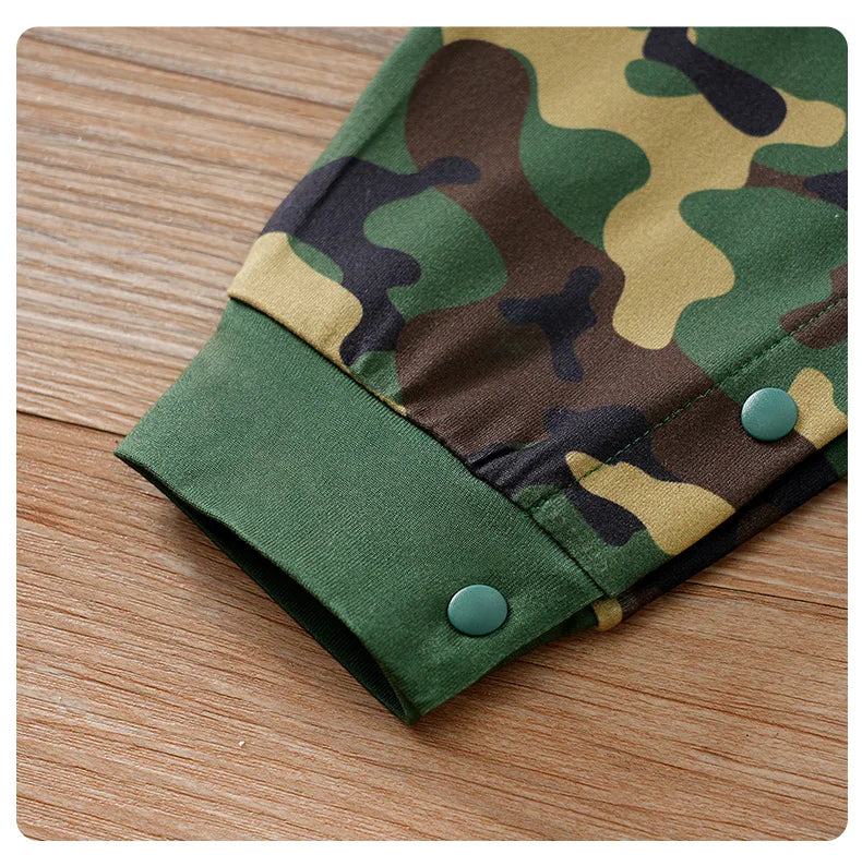 Newborn Baby boy Boston Camouflage Long Sleeve Jumpsuit
