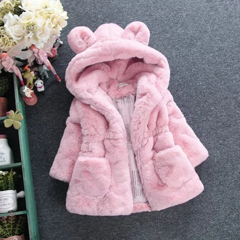 Warm Winter Coats for Baby Girls: Thick Faux Fur Hooded Jacket for (12M-7Years)
