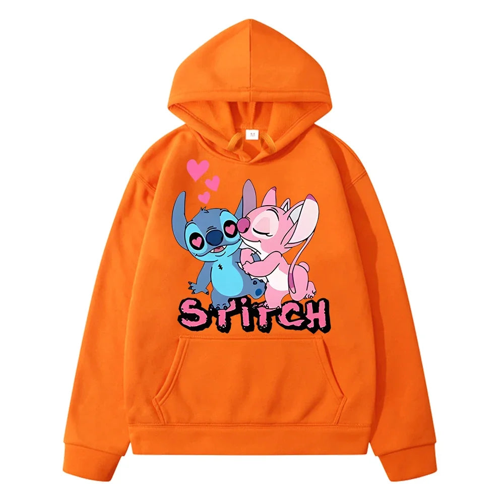 Disney Stitch Print Fleece Hoodie –Casual Pullover Sweatshirt for Boys & Girls