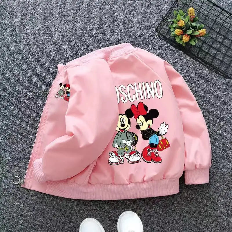 New Spring Kids' Windbreaker: Adorable Mickey, Minnie Mouse & Donald Duck Print Jacket for Boys and Girls (Ages 1-6).
