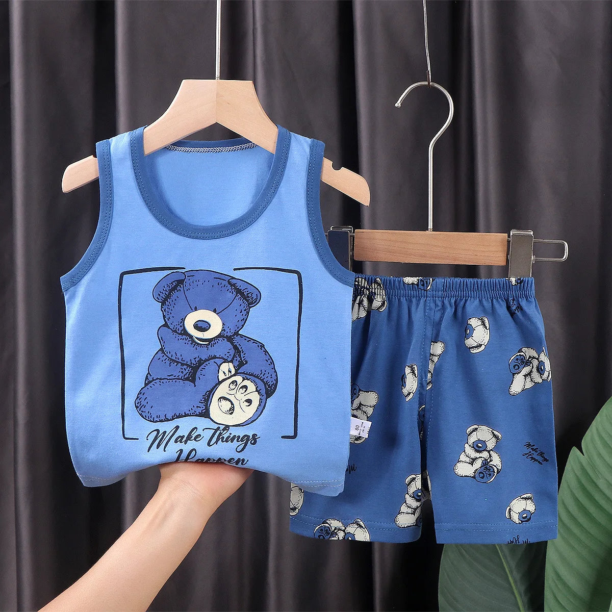 2-Piece Summer Kids' Outfit – Cotton Sleeveless Tank Top and Shorts Set for Boys (9M-8Years)