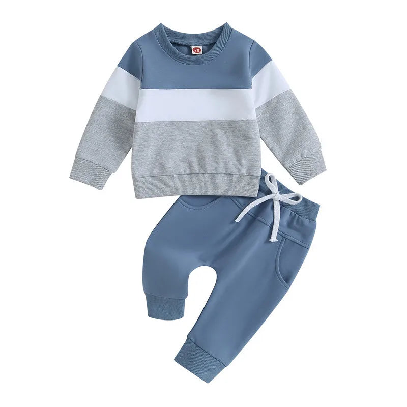 Baby Boy 2-Piece Outfit Set| Long Sleeve Sweatshirt & Elastic Pants Clothes (0-3Years)