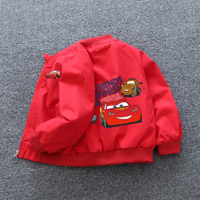 Autumn Kids Lightning McQueen Jacket: Cartoon Zippered Long-Sleeve Sport Coat for Boys and Girls (2-12 Years)