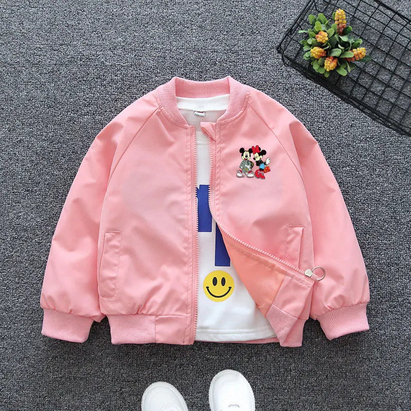 New Spring Kids' Windbreaker: Adorable Mickey, Minnie Mouse & Donald Duck Print Jacket for Boys and Girls (Ages 1-6).