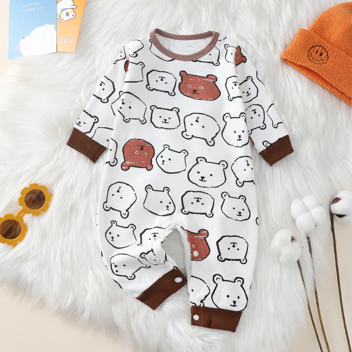 100% Cotton Baby Jumpsuit – Adorable Animal Print Newborn Crawling Suit (0-18 Months)