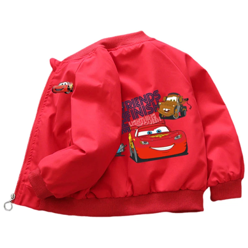 Autumn Kids Lightning McQueen Jacket: Cartoon Zippered Long-Sleeve Sport Coat for Boys and Girls (2-12 Years)