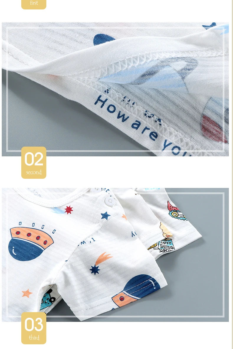 Summer Kid's Clothing Set – Short Sleeve T-Shirt and Shorts Home Sleepwear for Boys and Girls (9M-8Years).