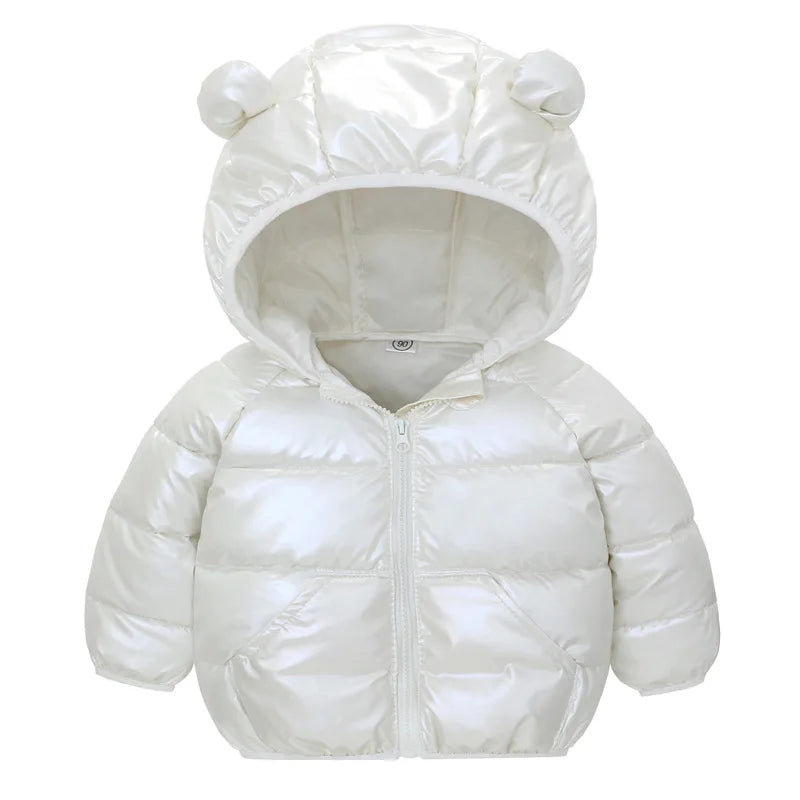 Autumn and Winter Hooded Jacket for Baby Boys and Girls: Adorable Ear Design, Windproof, and Padded for Extra Warmth