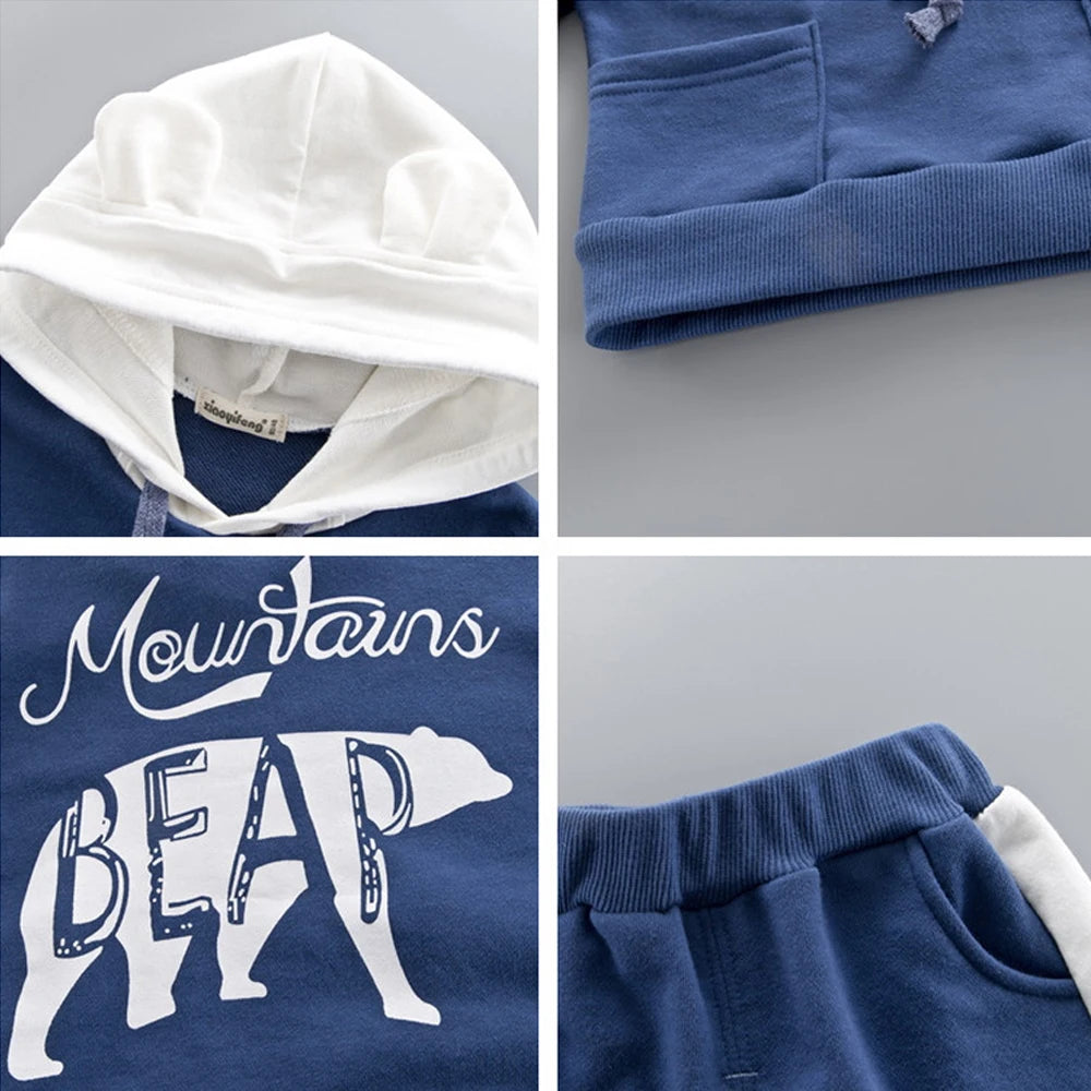 Baby Boy Outfit | Long Sleeve Hoodie Sweatshirt + Pants (9Months-4 Years)