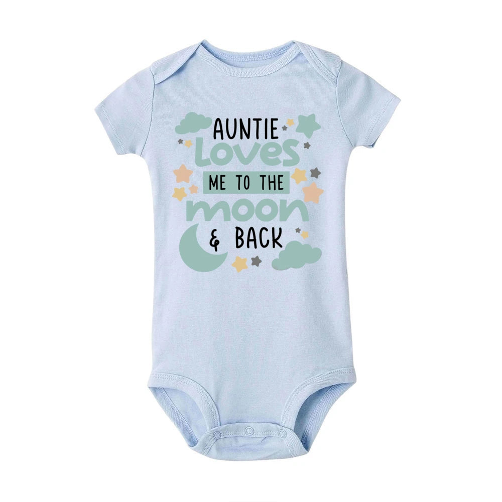 Newborn Bodysuits 'Auntie Loves Me To The Moon Back