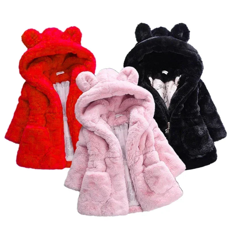 Warm Winter Coats for Baby Girls: Thick Faux Fur Hooded Jacket for (12M-7Years)