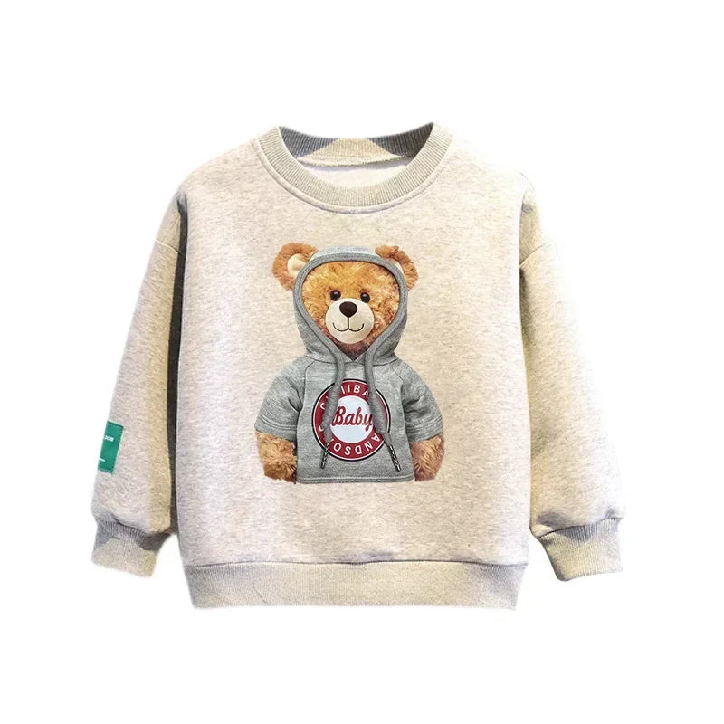 utumn Baby Tracksuit – Cartoon Bear Sweatshirt & Pants 2-Piece Cotton Outfit for Boys & Girls (2Years-14Years)
