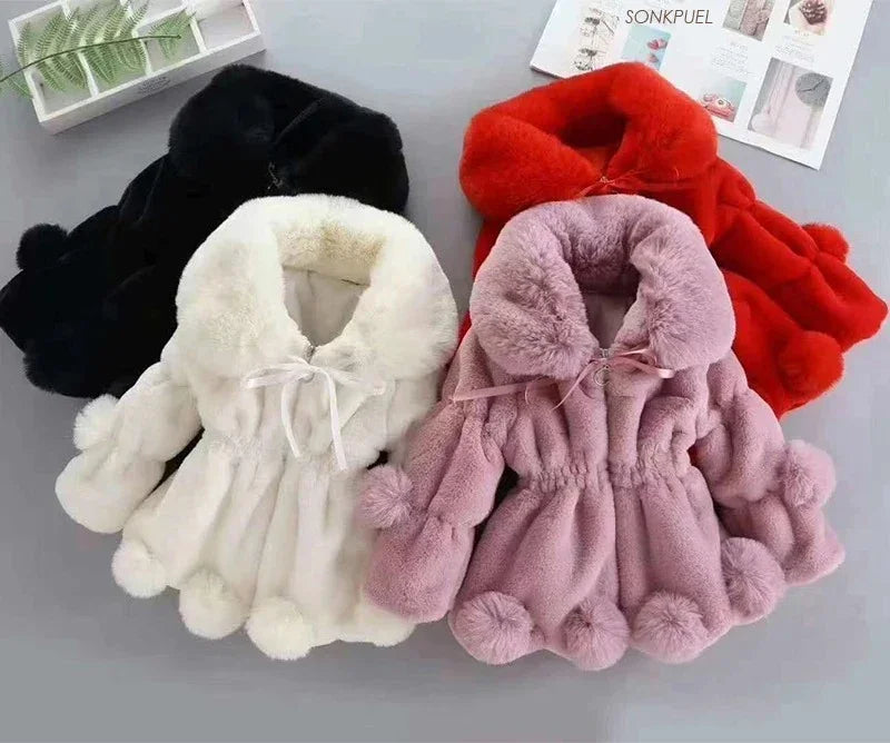 Warm Winter Coats for Baby Girls: Thick Faux Fur Hooded Jacket for (12M-7Years)