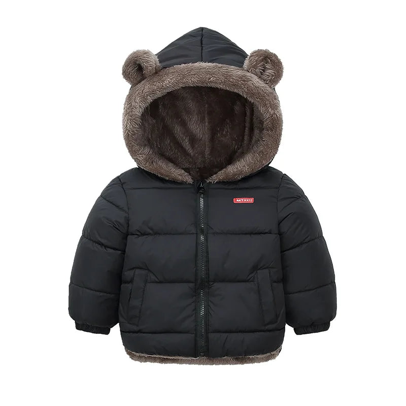 Baby Boys' and Girls' Hooded Cotton Jackets: Thick Fleece and Cashmere-Padded Winter Coats(2-5 Years).