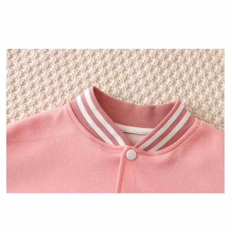 Baseball Jacket: Stylish Round Collar Coat for Boys and Girls. Designed for children aged 12 months to 12 years.