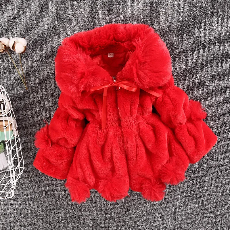 Warm Winter Coats for Baby Girls: Thick Faux Fur Hooded Jacket for (12M-7Years)
