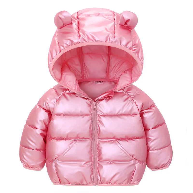 Autumn and Winter Hooded Jacket for Baby Boys and Girls: Adorable Ear Design, Windproof, and Padded for Extra Warmth