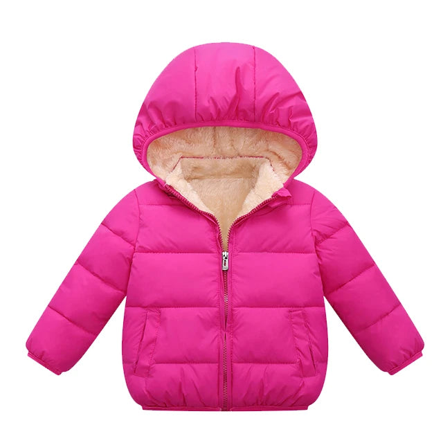 Winter Thick Jackets for Kids: Warm Plush Coats with Fur Hood for Boys and Girls (1-6 Years).
