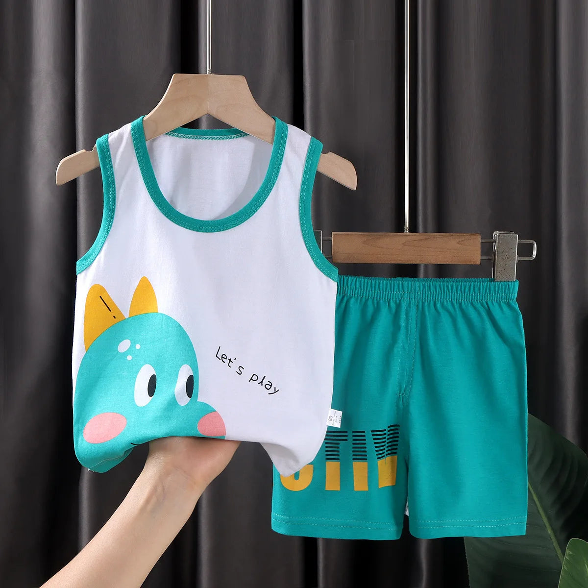 2-Piece Summer Kids' Outfit – Cotton Sleeveless Tank Top and Shorts Set for Boys (9M-8Years)