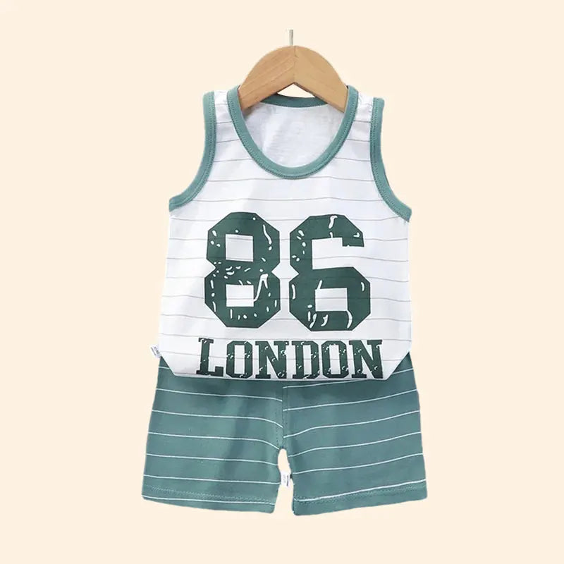 Kids' Summer Cotton Clothing Set - Boys' & Girls' Sleeveless Vest, T-Shirt, and Shorts Outfit (9M-7Years).