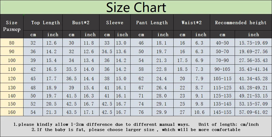Kids' Cartoon Sweatshirt and Pants – 2-Piece Long Sleeve Casual Outfit for Boys and Girls (6M-6Years)
