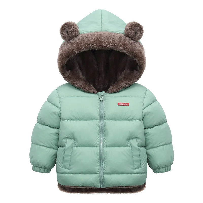 Baby Boys' and Girls' Hooded Cotton Jackets: Thick Fleece and Cashmere-Padded Winter Coats(2-5 Years).