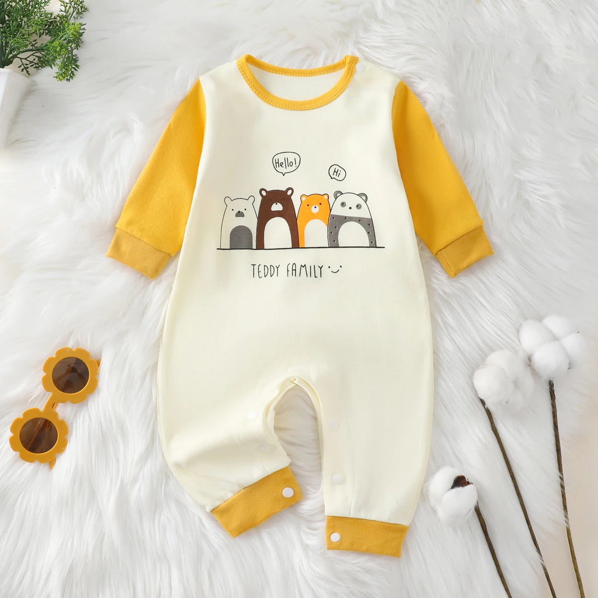 100% Cotton Baby Jumpsuit – Adorable Animal Print Newborn Crawling Suit (0-18 Months)