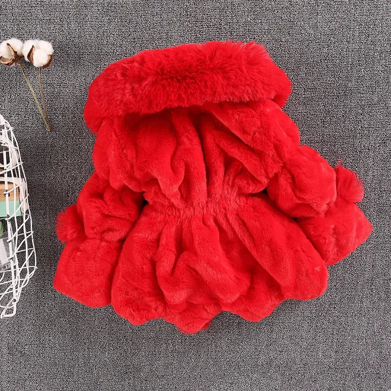 Warm Winter Coats for Baby Girls: Thick Faux Fur Hooded Jacket for (12M-7Years)