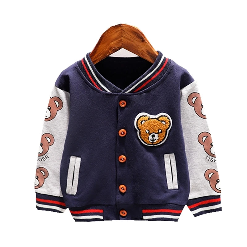 New Spring and Autumn Cotton Jacket for Toddlers: Stylish Cartoon Sportswear for Baby Girls and Boys (1-5 Years)