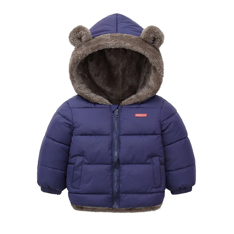 Baby Boys' and Girls' Hooded Cotton Jackets: Thick Fleece and Cashmere-Padded Winter Coats(2-5 Years).