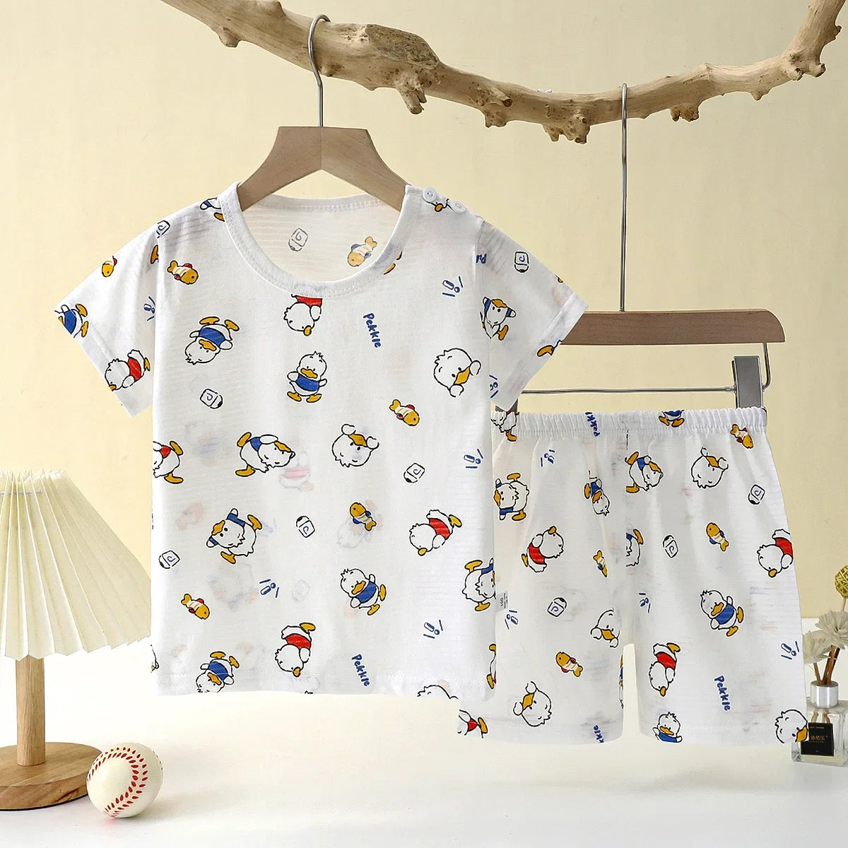 Summer Kid's Clothing Set – Short Sleeve T-Shirt and Shorts Home Sleepwear for Boys and Girls (9M-8Years).