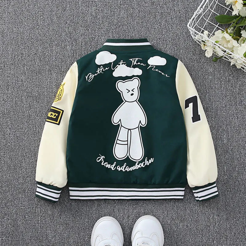 Spring and Autumn Kids' Jacket: Occidental-Style Striped Baseball Uniform for Boys and Girls (4-10 Years)