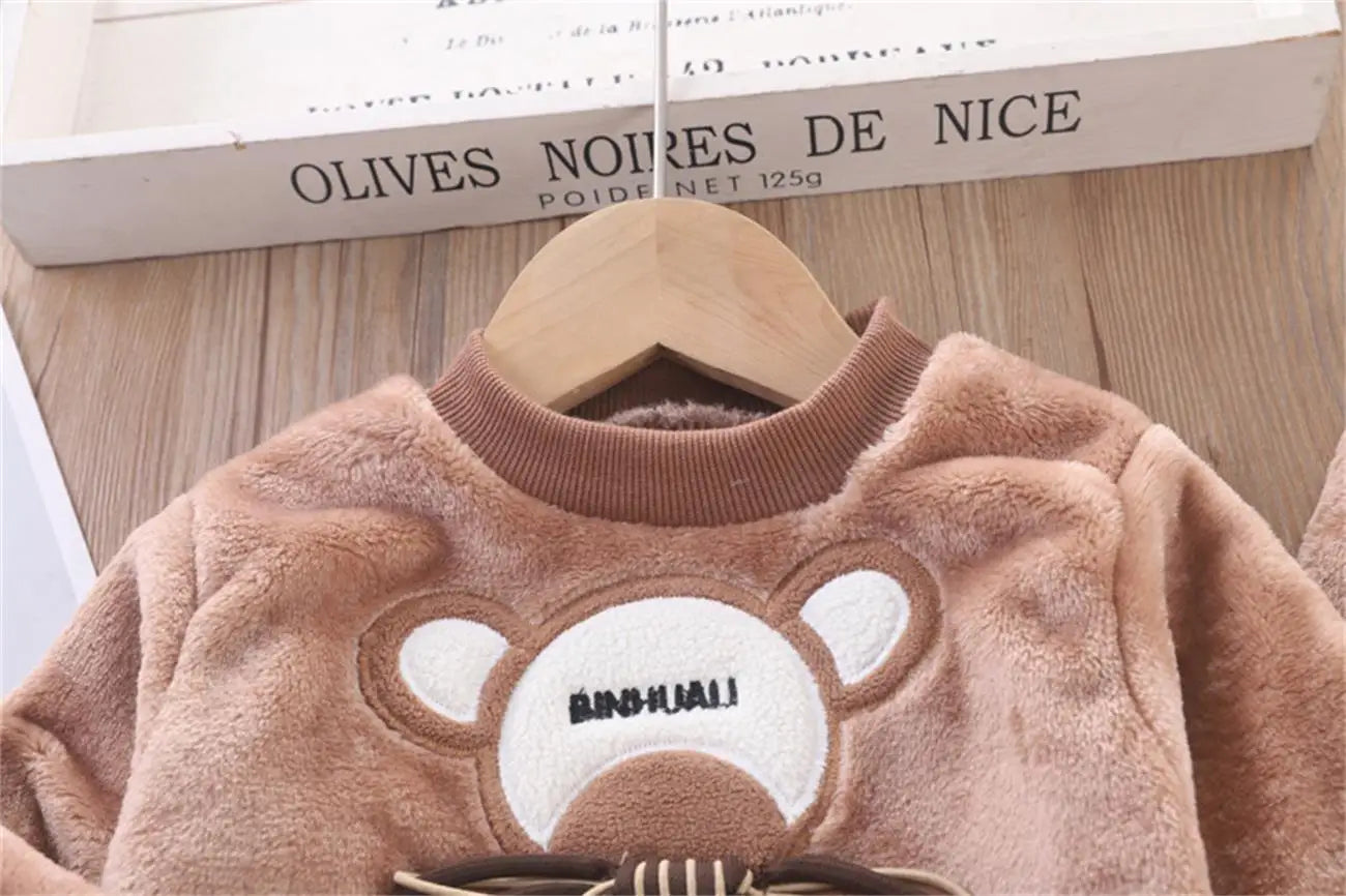3PCS Baby Winter Clothing Set | Sweater Coat, Hooded Vest & Pants Outfit for Boys & Girls