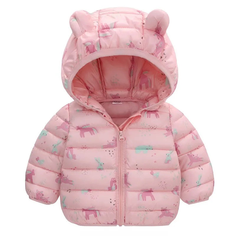 Lightweight Hooded Down Jacket for Boys and Girls – Warm Zippered Outerwear for Autumn and Winter (Ages 1-5)