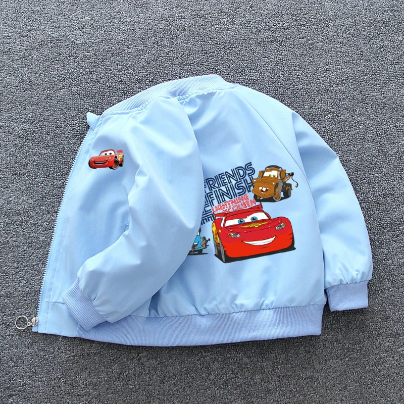 Autumn Kids Lightning McQueen Jacket: Cartoon Zippered Long-Sleeve Sport Coat for Boys and Girls (2-12 Years)