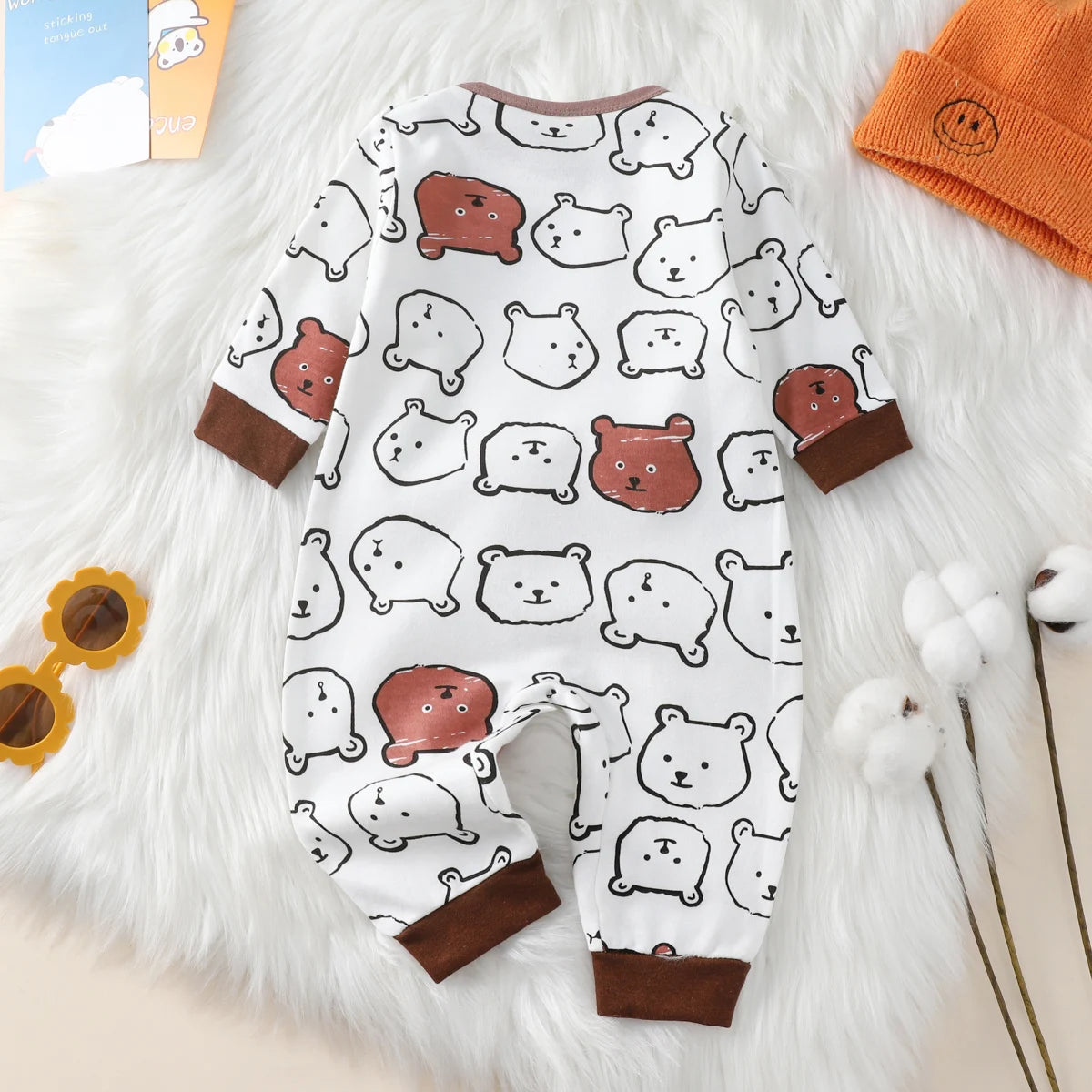 100% Cotton Baby Jumpsuit – Adorable Animal Print Newborn Crawling Suit (0-18 Months)