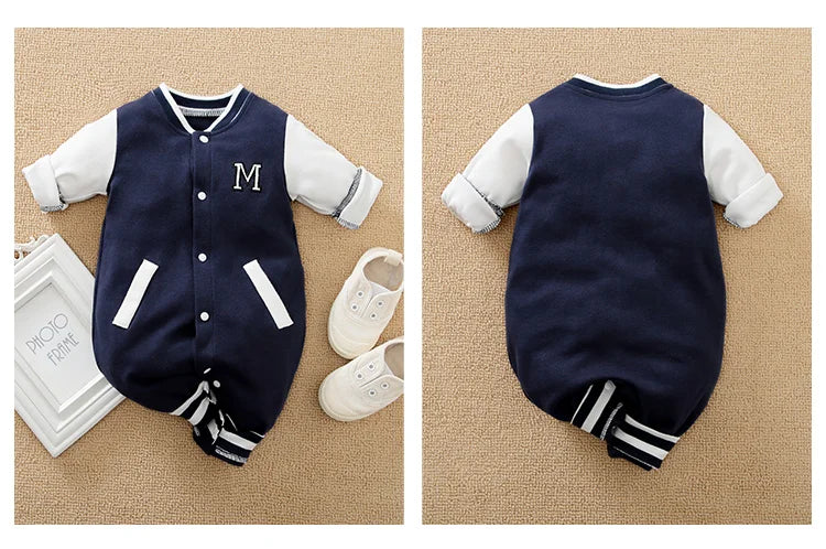 Newborn- Baby Boy & Girls Baseball Suit Cotton Long Sleeved Jumpsuit