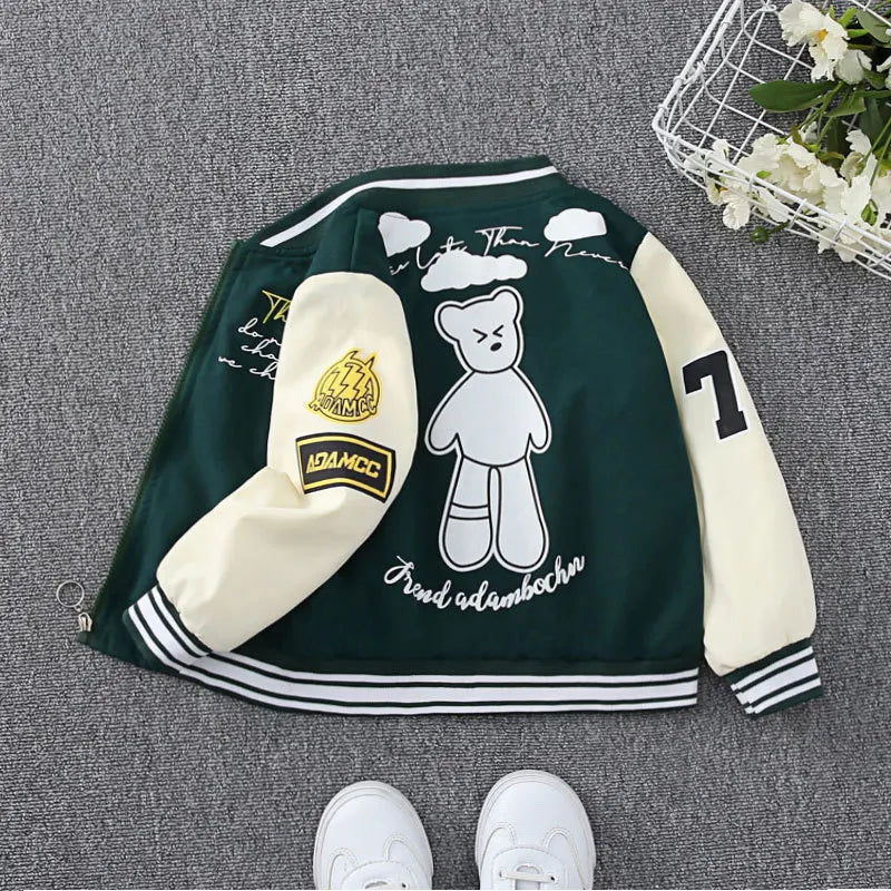 Spring and Autumn Kids' Jacket: Occidental-Style Striped Baseball Uniform for Boys and Girls (4-10 Years)