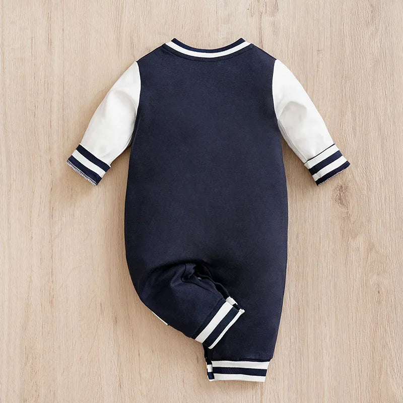 Newborn- Baby Boy & Girls Baseball Suit Cotton Long Sleeved Jumpsuit