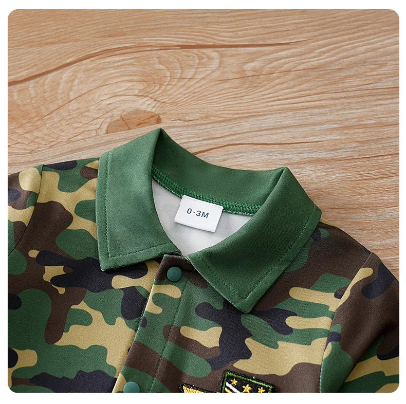 Newborn Baby boy Boston Camouflage Long Sleeve Jumpsuit