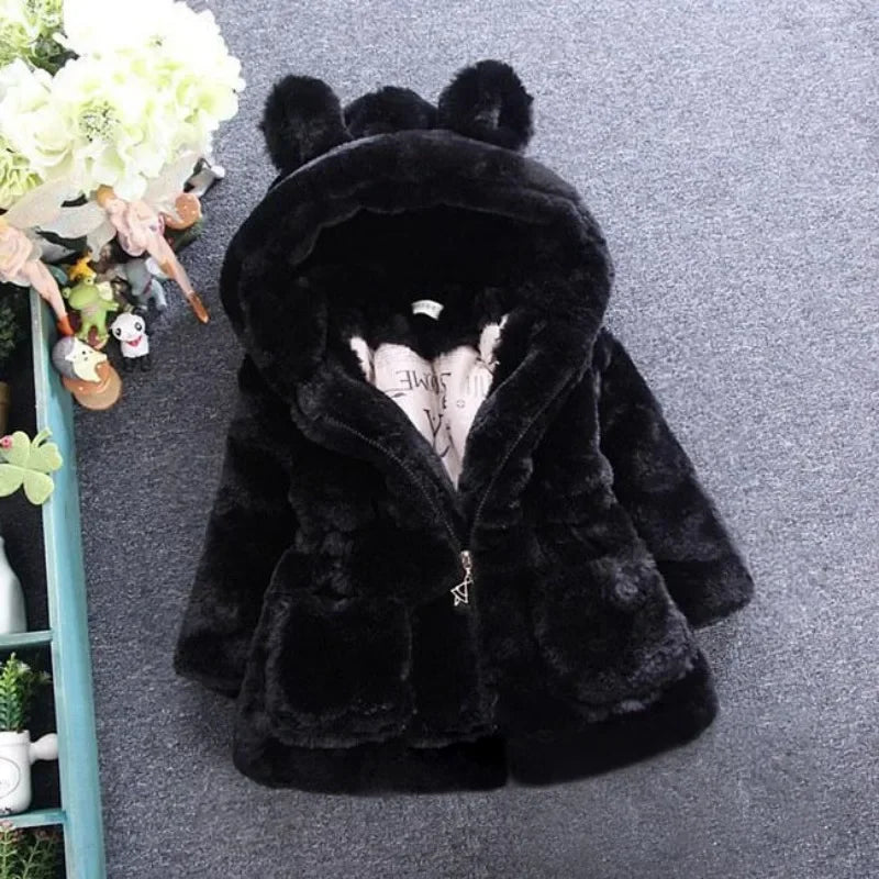 Warm Winter Coats for Baby Girls: Thick Faux Fur Hooded Jacket for (12M-7Years)