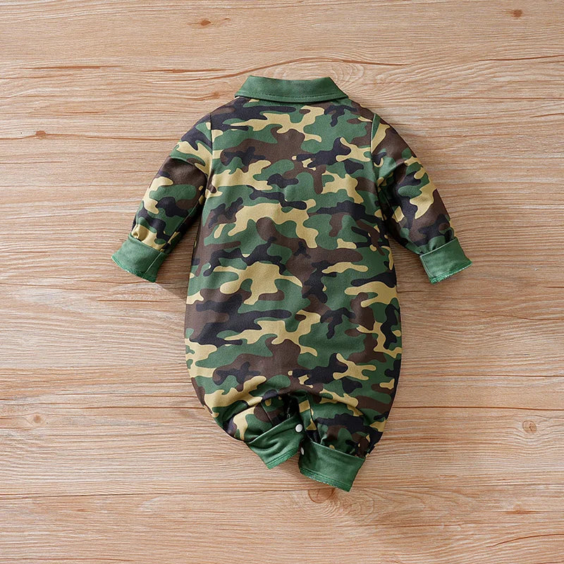 Newborn Baby boy Boston Camouflage Long Sleeve Jumpsuit