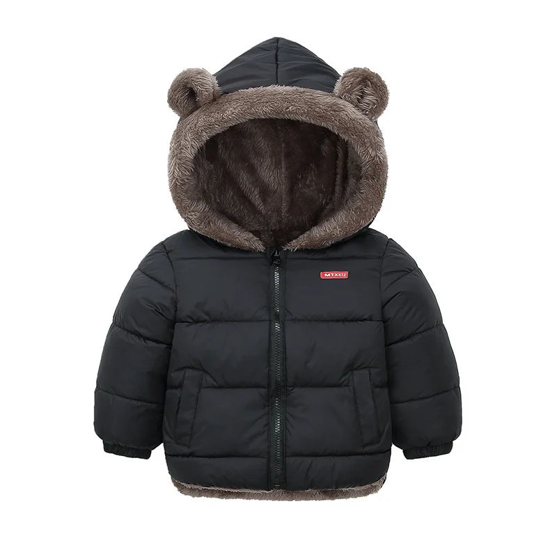 Baby Boys' and Girls' Hooded Cotton Jackets: Thick Fleece and Cashmere-Padded Winter Coats(2-5 Years).